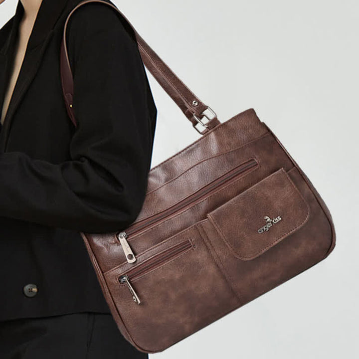 Schultertasche aus Kunstleder mit schweren Taschen und großer Kapazität