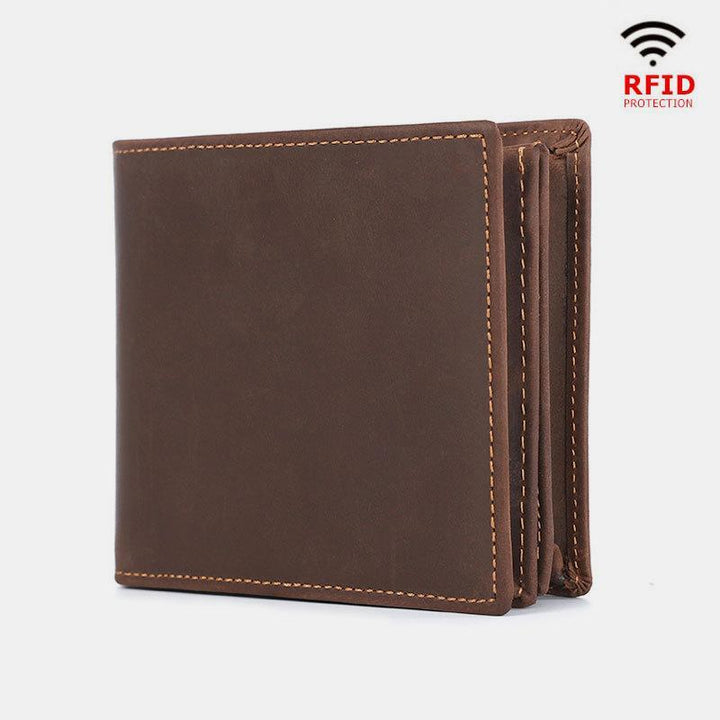 RFID Crazy Horse Leder Bifold Vintage Geldbörse