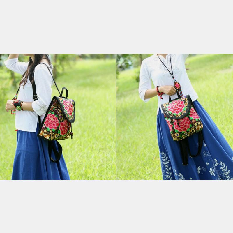 Reiserucksack mit ethnischer Vintage-Stickerei