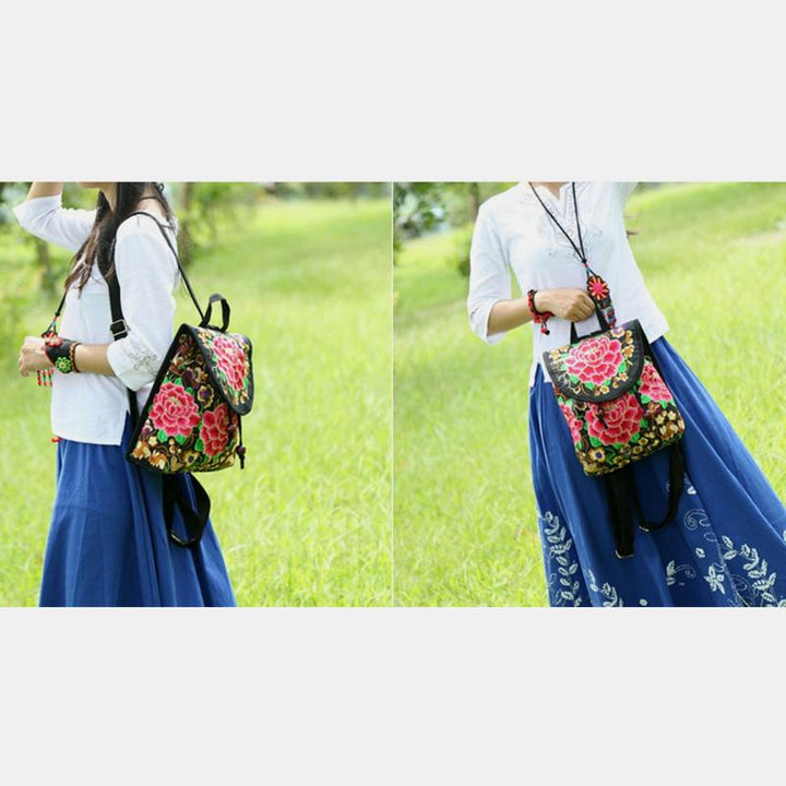 Reiserucksack mit ethnischer Vintage-Stickerei