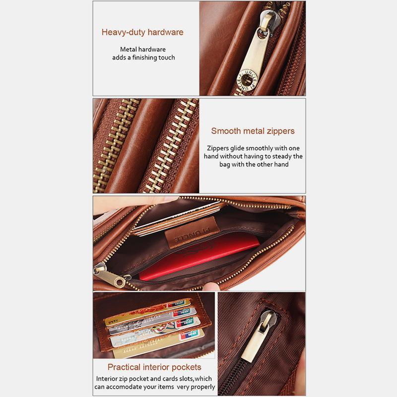 Vintage Multi-Carry Schultertasche aus echtem Leder