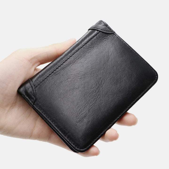 RFID-geschützte Geldbörse aus echtem Leder mit großem Fassungsvermögen und zwei Fächern
