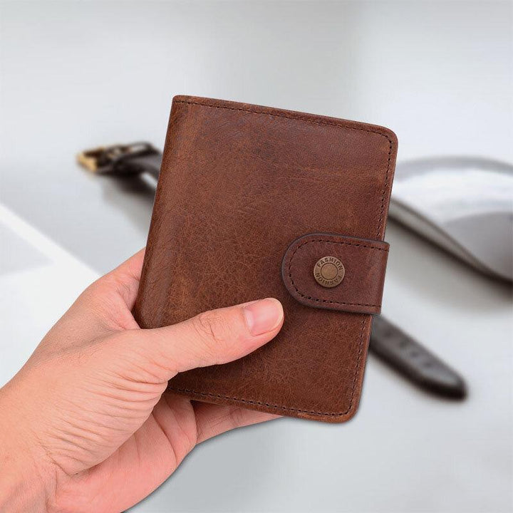 12 Kartenfächer Echtes Leder RFID Anti-Diebstahl Kurze Brieftasche
