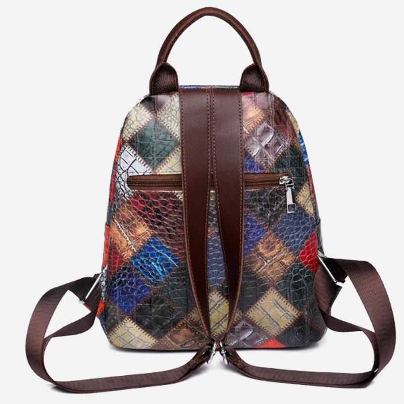 Rucksack für Frauen, Retro, Kontrastfarbe, geometrischer Reiserucksack
