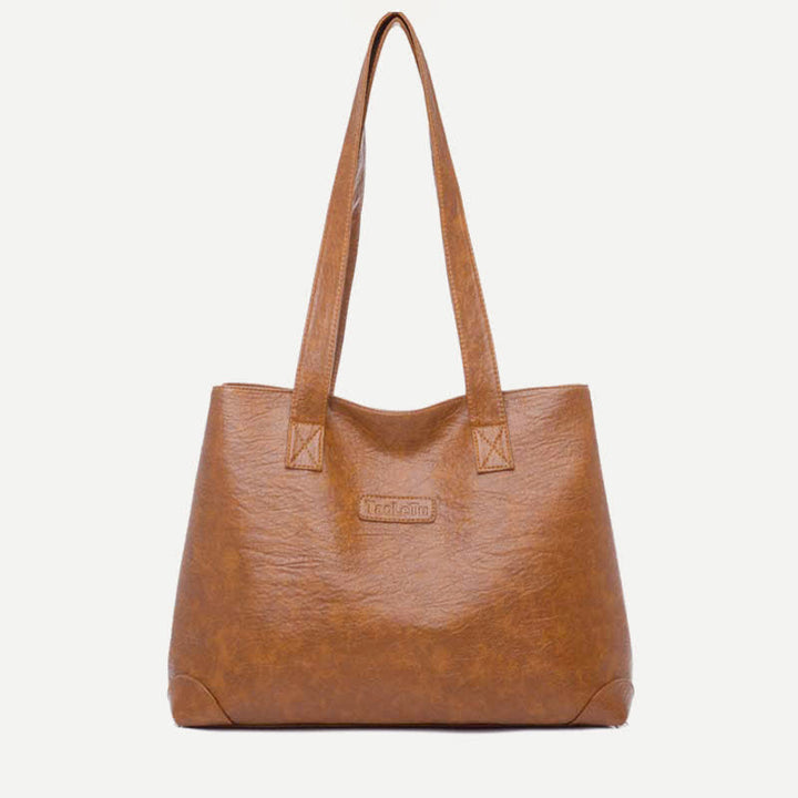 Damen Handtasche aus weichem Kunstleder mit zwei Fächern, Schultertasche