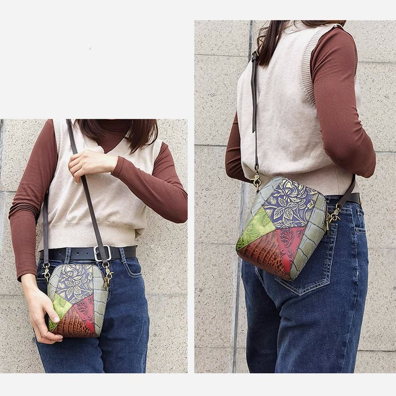 Handytasche für Damen Vintage Custom Mini Umhängetasche aus Rindsleder