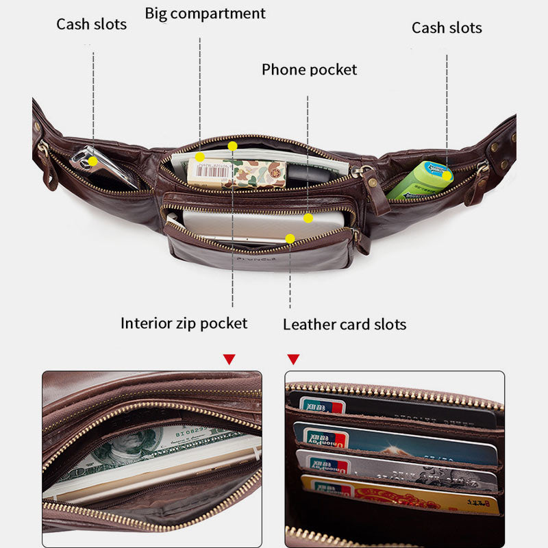 Vintage Multi-Carry Schultertasche aus echtem Leder