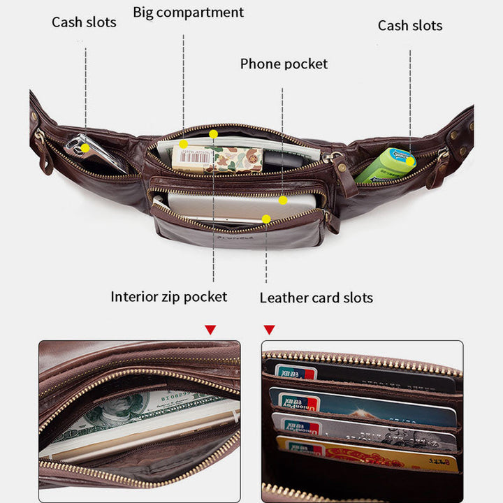 Vintage Multi-Carry Schultertasche aus echtem Leder