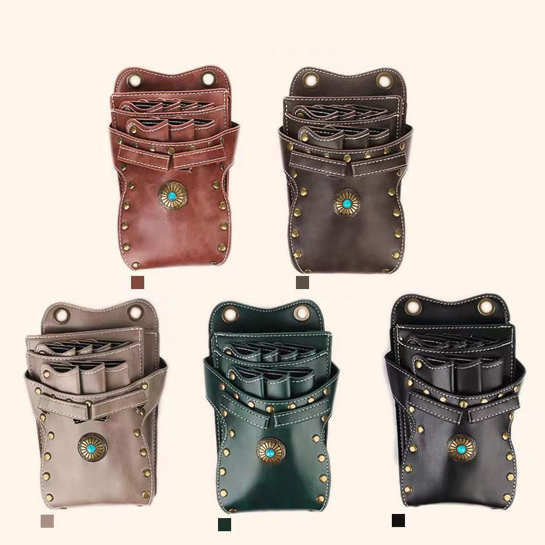 Nieten-Gürteltasche für Friseursalon, einfarbig, Scheren-Set
