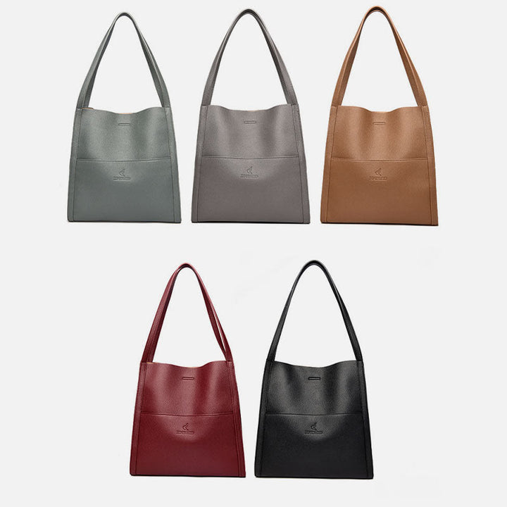 Damen Minimalist Tote Klassische Echtleder Große Unterarmtasche