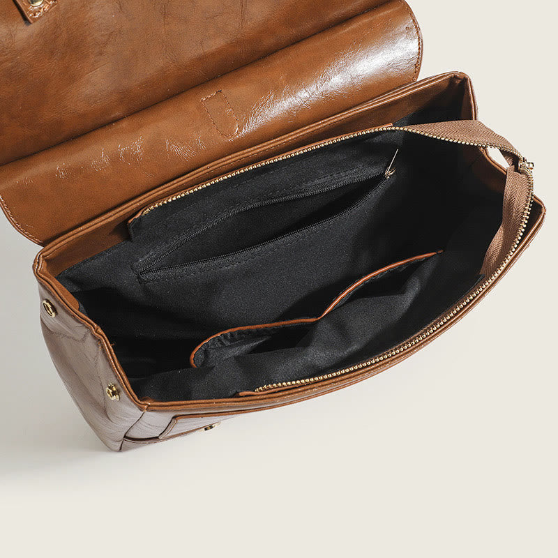 Rucksack für Damen, Vintage, Ölwachsleder, multifunktionale Umhängetasche