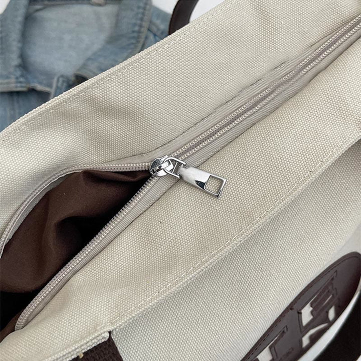 Vintage Canvas Tote Monogramm große plissierte Schultertasche für Frauen