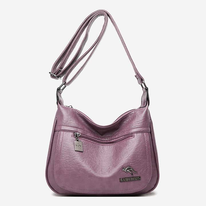 Umhängetasche mit zwei Fächern für Damen, weiches Leder, Damen-Umhängetasche