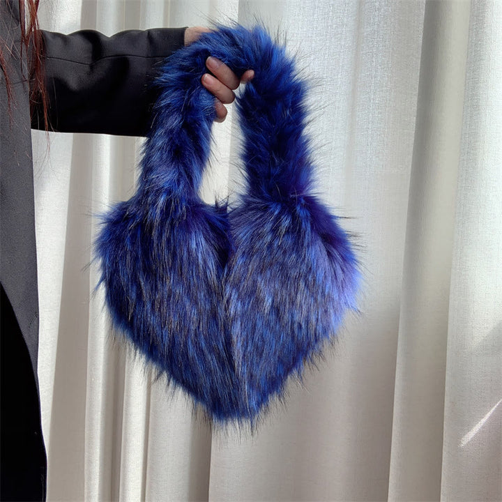 Herzform Handtasche Damen Party Weiche Kunstfell Schultertasche
