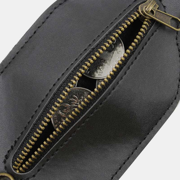 Vintage EDC-Tasche für Männer mit Druckknopf, Leder-Münzgeldbörse, Slapjack