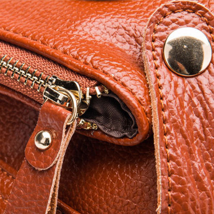 Einfarbiger Lederrucksack für Damen und Jugendliche