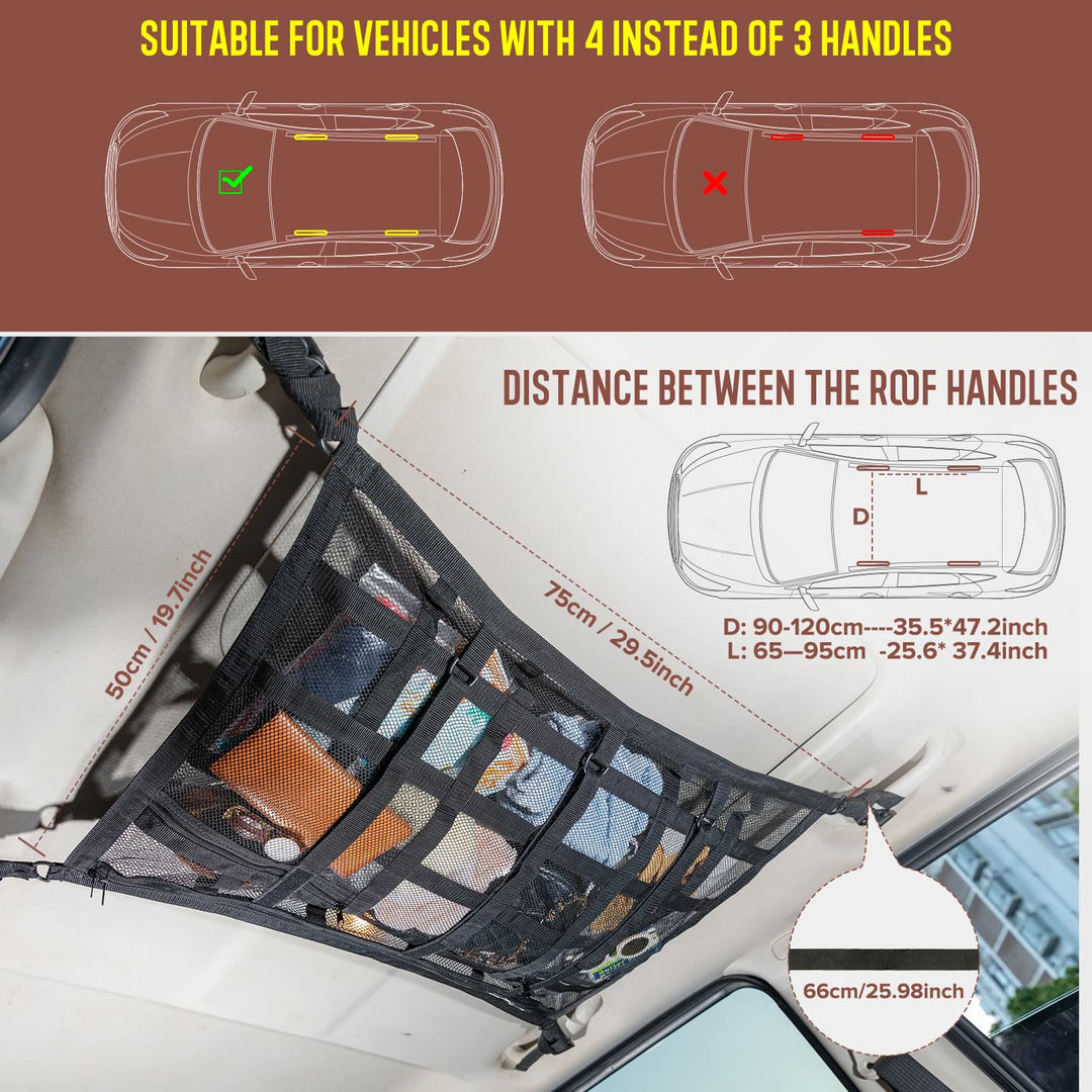 Netztasche für den Einsatz im Auto, verstellbare D-Schnalle, Netztasche, Aufbewahrungstasche