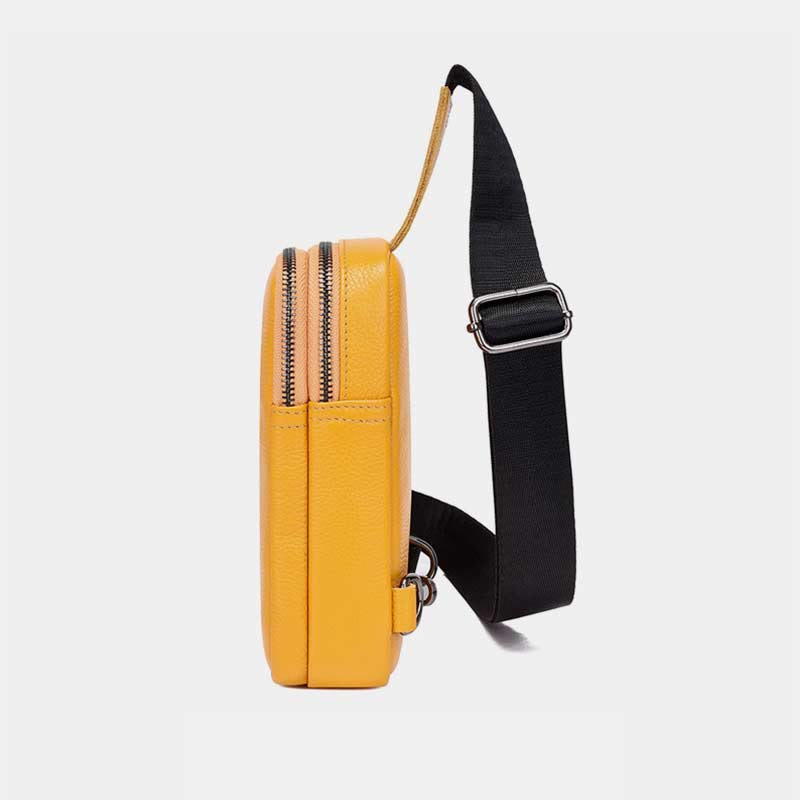 Schultertasche aus echtem Leder mit doppeltem Reißverschluss für Damen, wasserdichte Umhängetasche für Handys