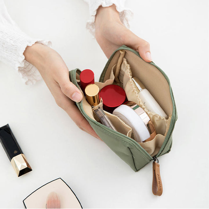 Kleine Make-up-Tasche für Frauen, Lippenstift-Kosmetiktasche mit Doppelreißverschluss