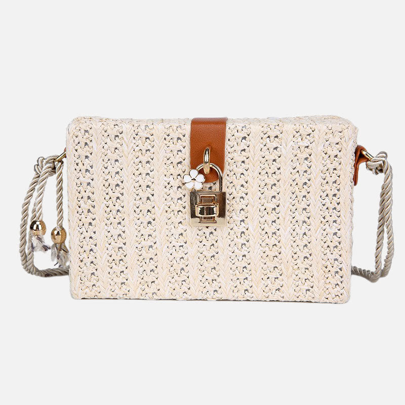 Strandtasche für Damen, lässige Reisetasche aus Stroh, leichte Umhängetasche