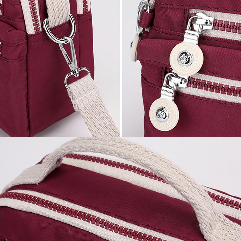 Leichte Handtasche aus Nylon mit mehreren Taschen, kleine Umhängetasche