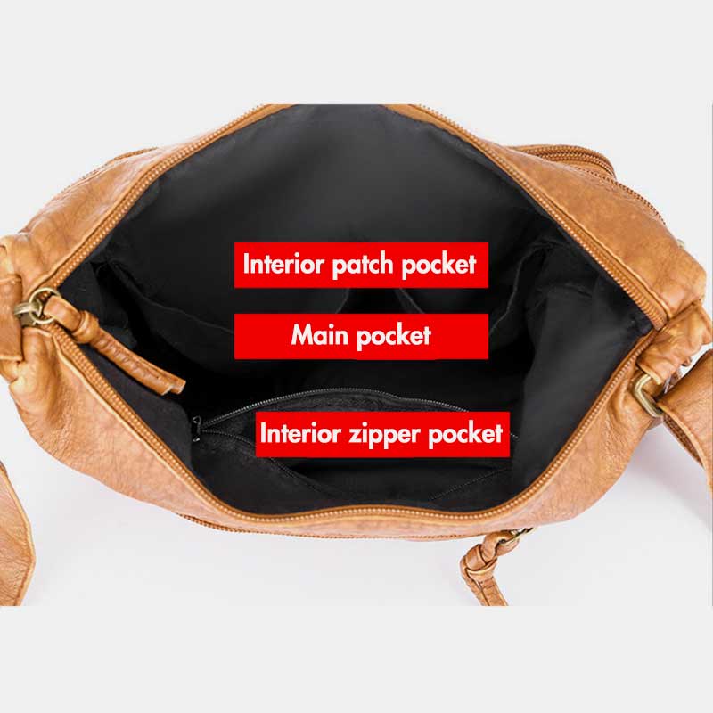 Umhängetasche im Vintage-Stil mit vielen Taschen und großem Fassungsvermögen