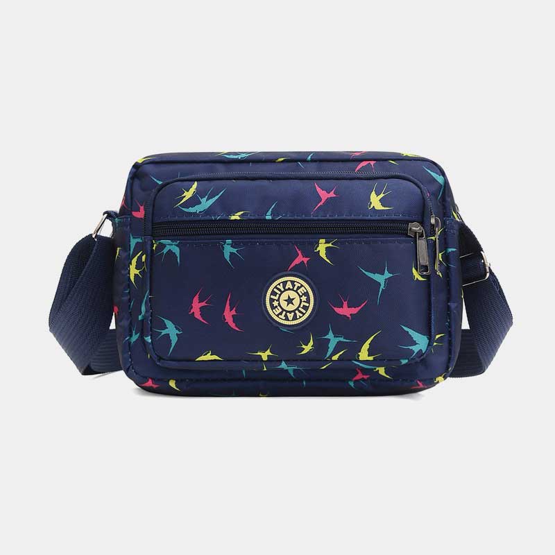 Große Kapazität Bedruckte, robuste Schultertasche aus Nylon mit Umhängetasche