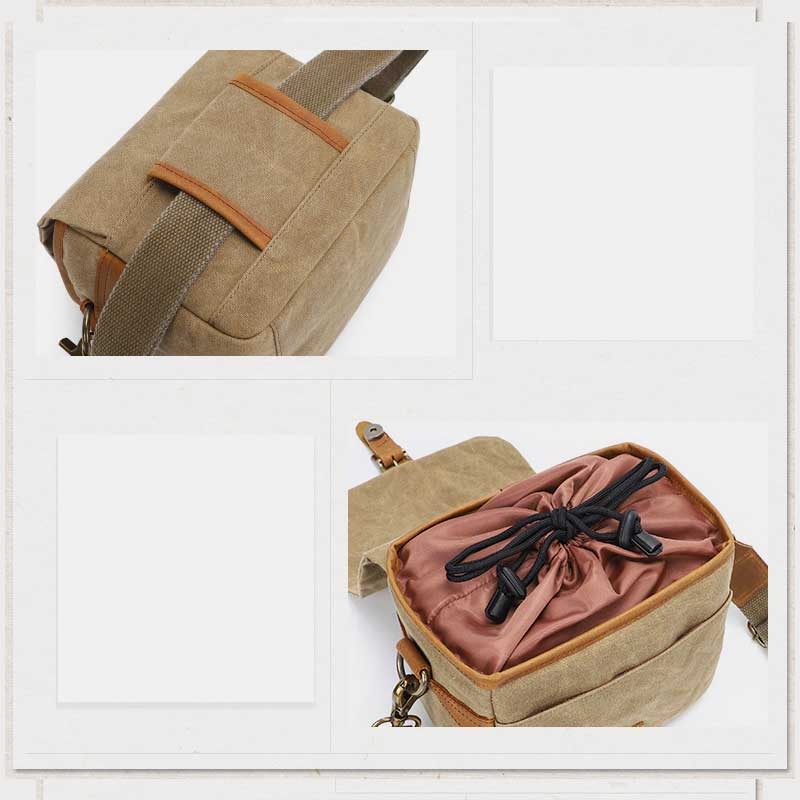 Wasserdichte Schulterkameratasche aus Canvas im Vintage-Stil