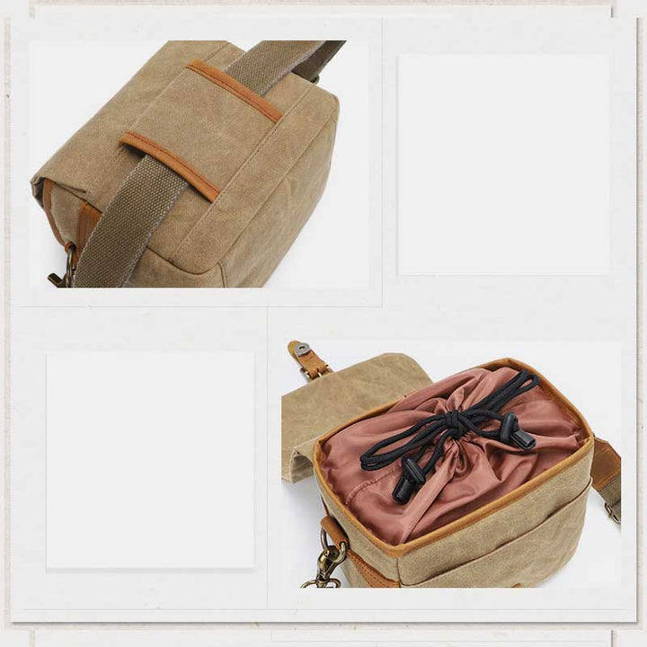 Wasserdichte Schulterkameratasche aus Canvas im Vintage-Stil