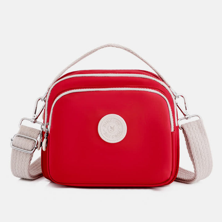 Kleine Handtasche mit dreifachem Reißverschluss für Damen, leichte, wasserdichte Umhängetasche