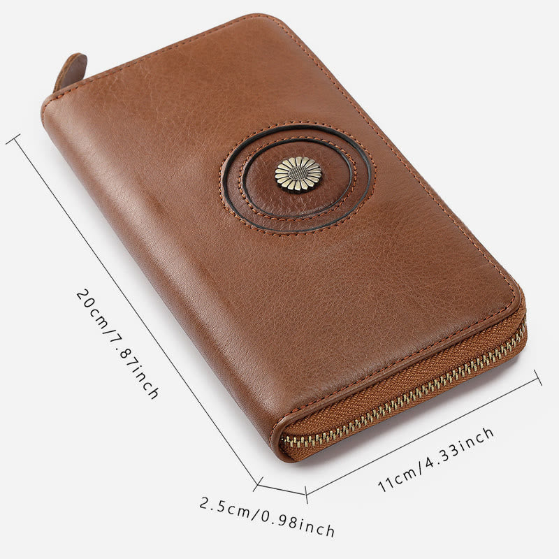 Geldbörse aus echtem Leder für Damen und Herren, einfarbige Clutch