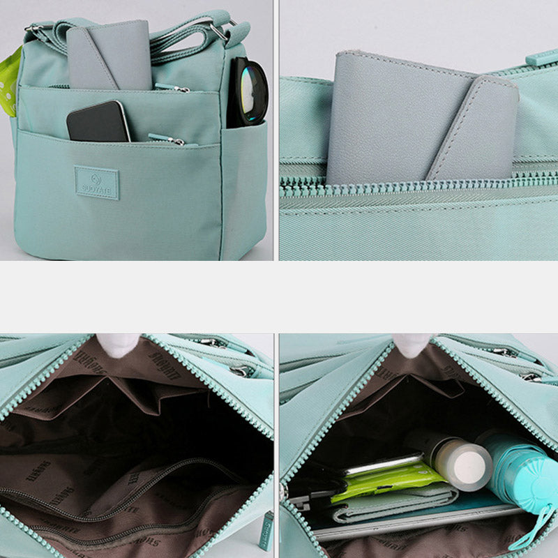 Geräumige Handtaschen mit mehreren Taschen für Damen, einfarbig, lässige Umhängetasche