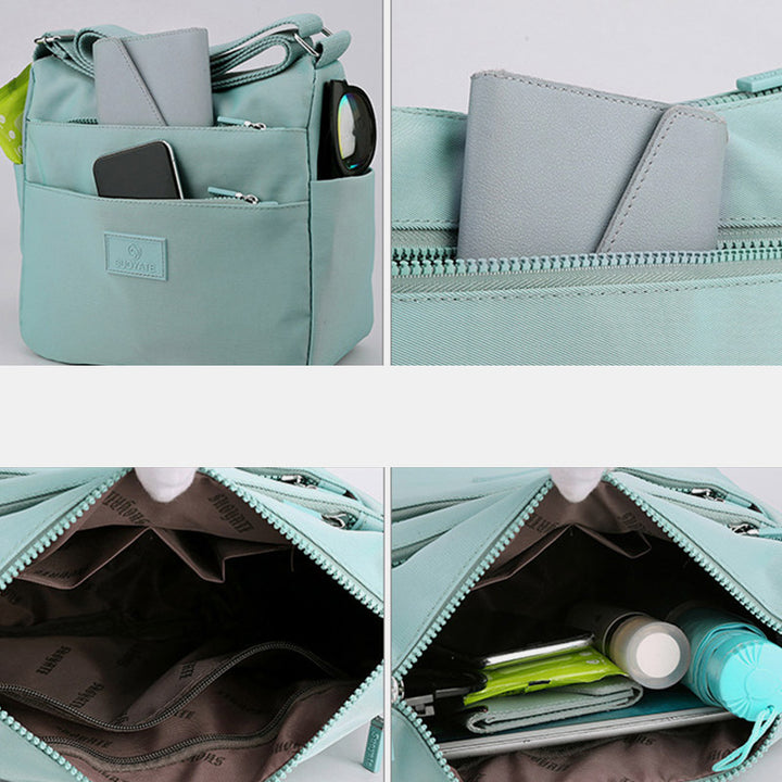 Geräumige Handtaschen mit mehreren Taschen für Damen, einfarbig, lässige Umhängetasche