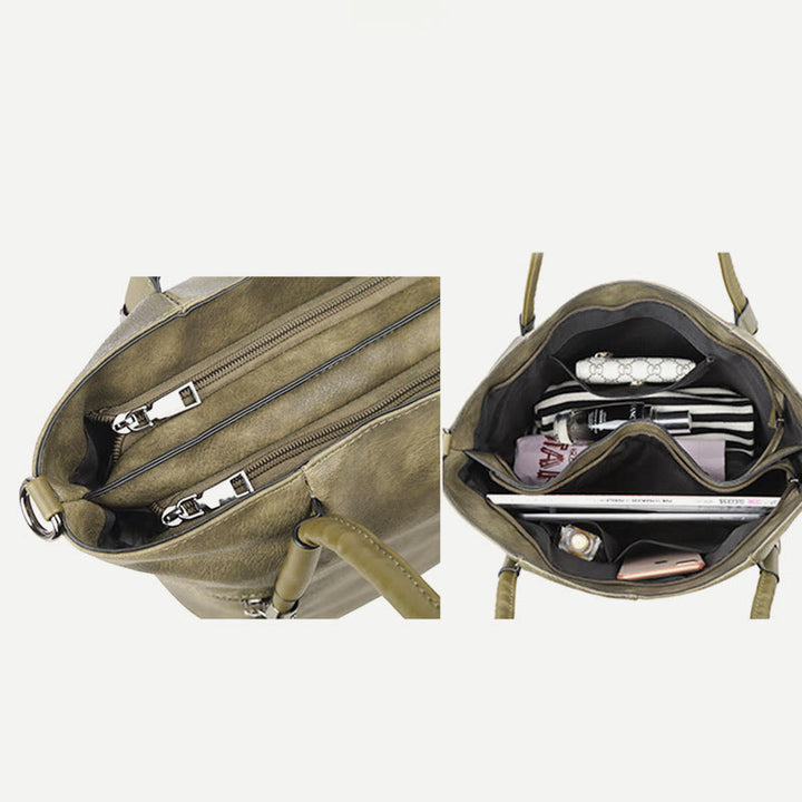 Tragetasche für Damen, Vintage, große Kapazität, Handtasche aus PU-Leder