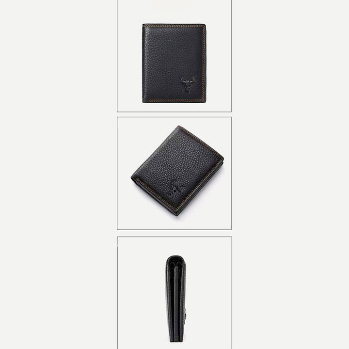 Geldbörse für Herren, Vintage-Leder, mehrere Fächer, drei RFID-Kartenfächer