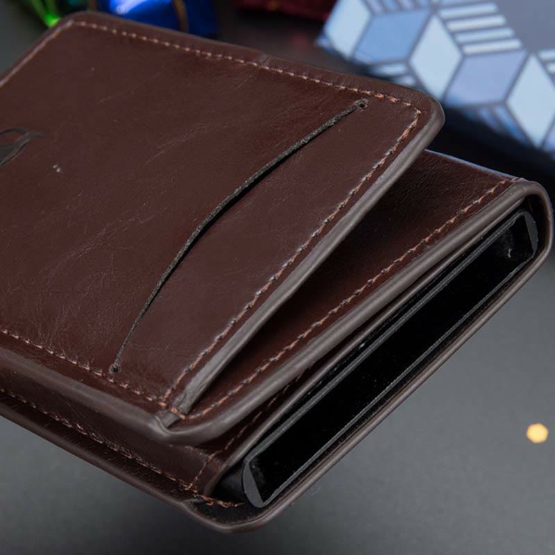 Geldbörse für Herren, minimalistisch, ausziehbar, Kartenhalter aus PU-Leder