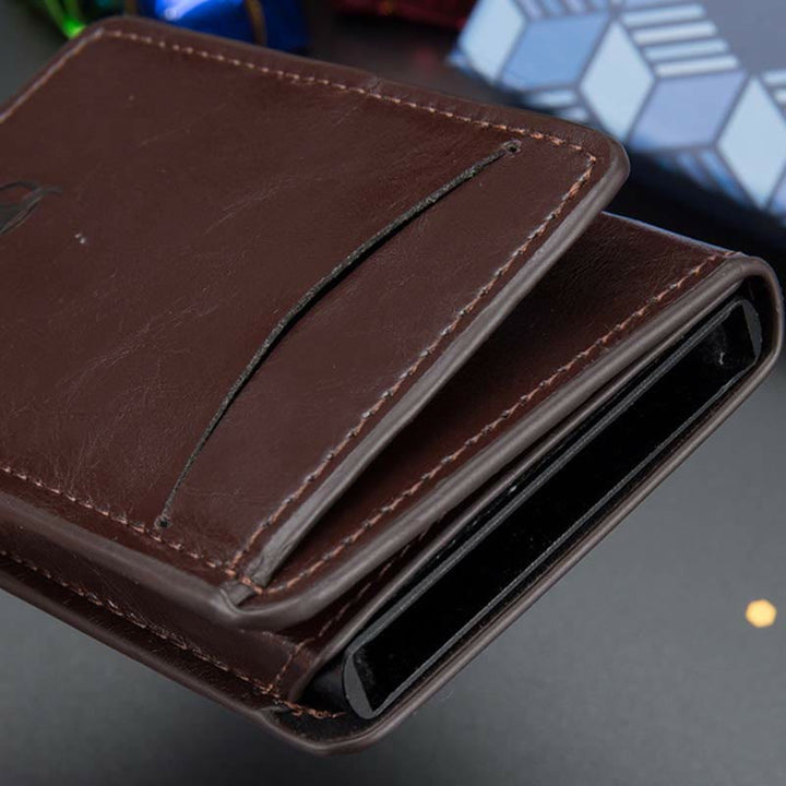 Geldbörse für Herren, minimalistisch, ausziehbar, Kartenhalter aus PU-Leder