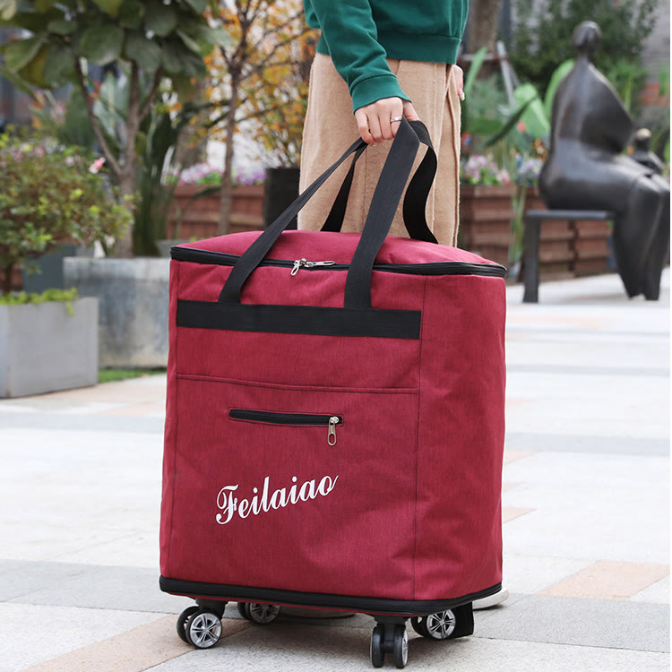 Kurzreise-Gepäcktasche mit Rollen für Damen, tragbar, konvex, Rucksack