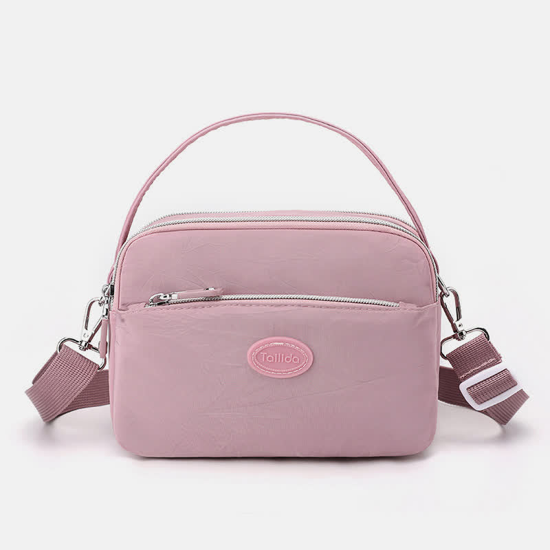 Umhängetasche für Damen, Schultertasche mit Dreifach-Reißverschluss, lässige Nylon-Geldbörse