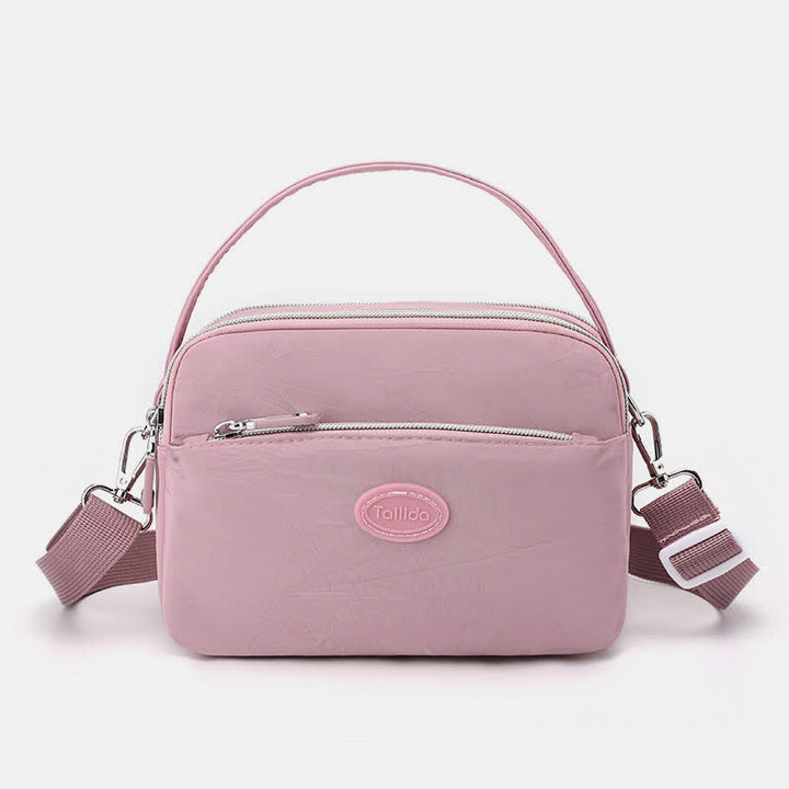 Umhängetasche für Damen, Schultertasche mit Dreifach-Reißverschluss, lässige Nylon-Geldbörse