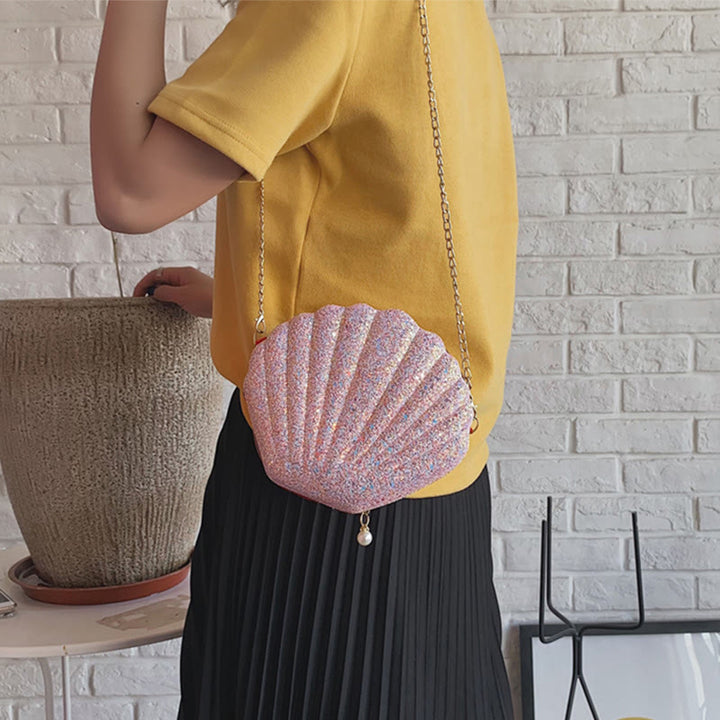Umhängetasche für Damen, Pailletten, Mini-Muschel, Zubehörtasche