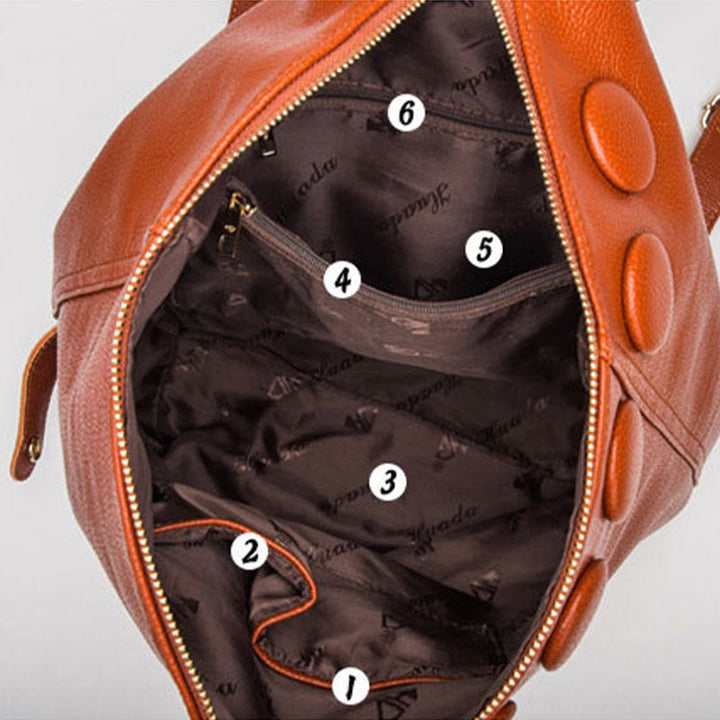 Einfarbiger Lederrucksack für Damen und Jugendliche