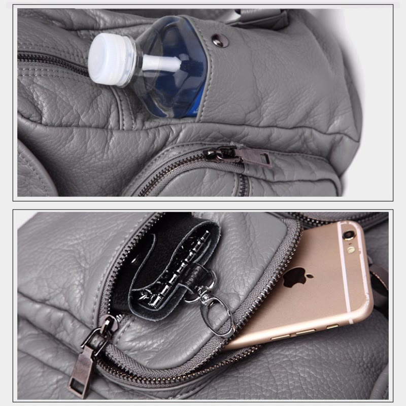 Weicher Leder-Reiserucksack, kleiner, wasserdichter, lässiger Tagesrucksack für Damen
