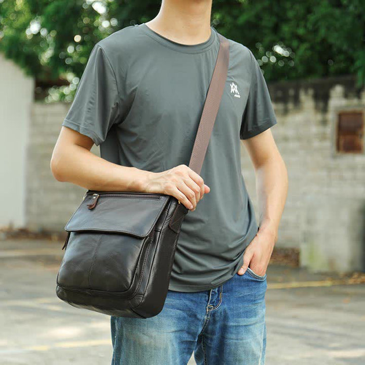 Herren Umhängetasche Echtes Leder Kleine Messenger Bag Crossbody Bag