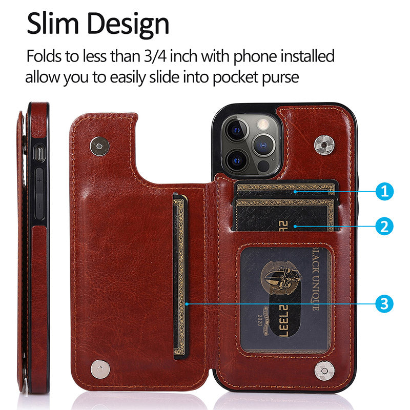 Kompatibel mit iPhone 13 Pro Max Wallet Case Doppelter Magnetverschluss mit Kartenhalter