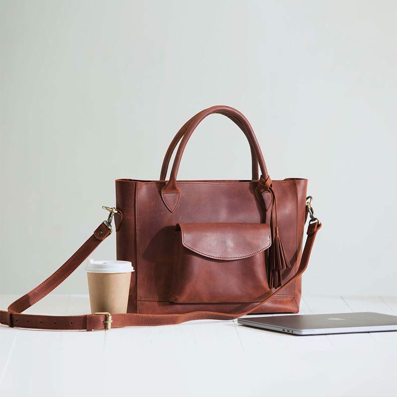 Retro Leder Tote Quaste Dekor Klassische Multifunktionale Reisetasche - Sienna - image 0
