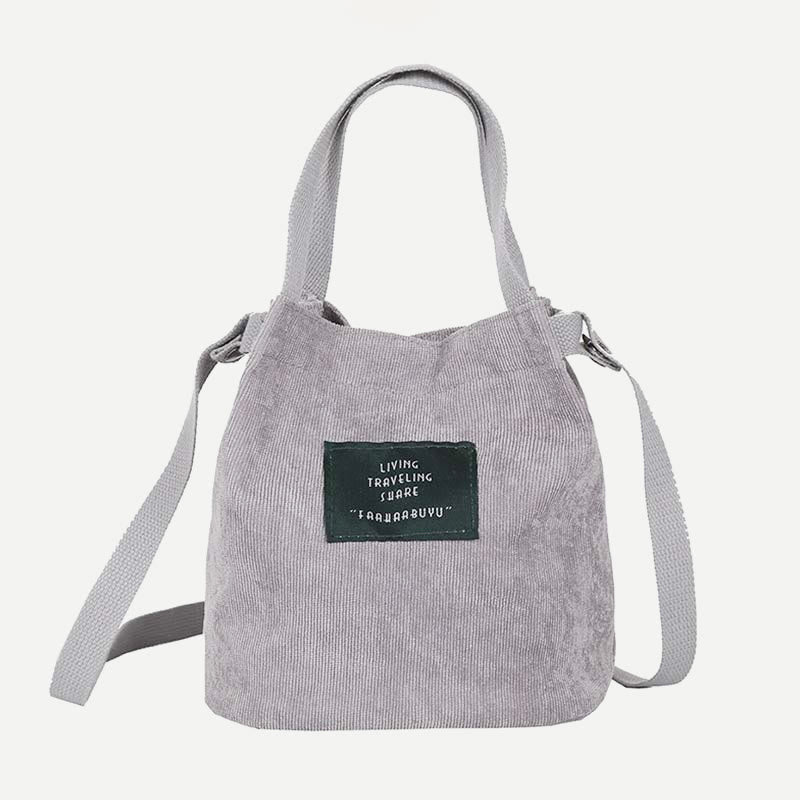 Top-Griff-Tasche für Frauen im Retro-Stil, literarische Cord-Canvas-Handtasche