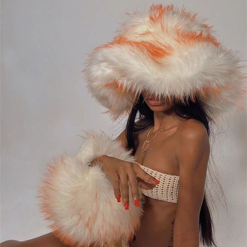 Kunstpelz weiche Huttasche Set für Frauen Winter Dating