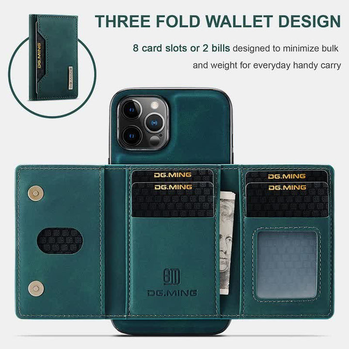 2 in 1 magnetische Brieftasche Handyhülle für iPhone PU Leder Trifold Brieftasche Hülle