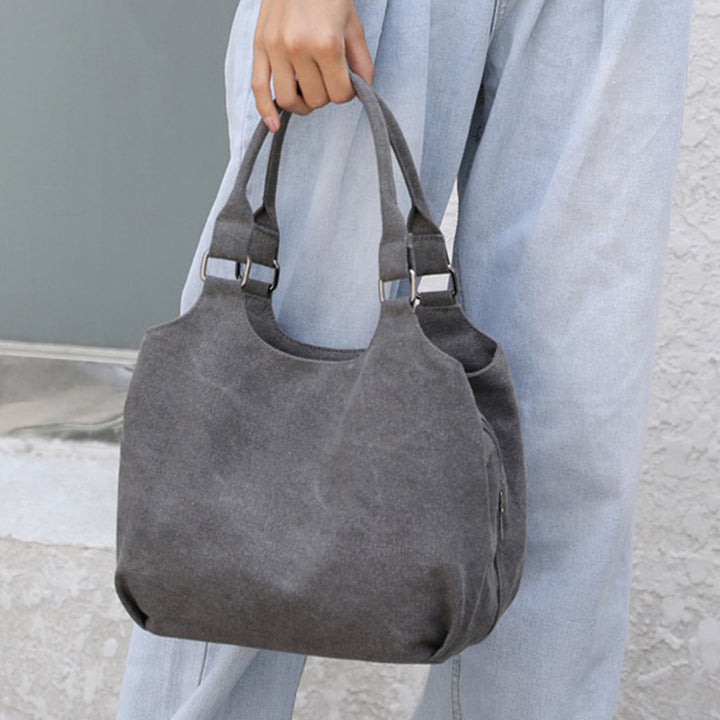 Tragetasche aus Canvas mit drei Fächern, leicht, funktional, Hobo-Handtasche